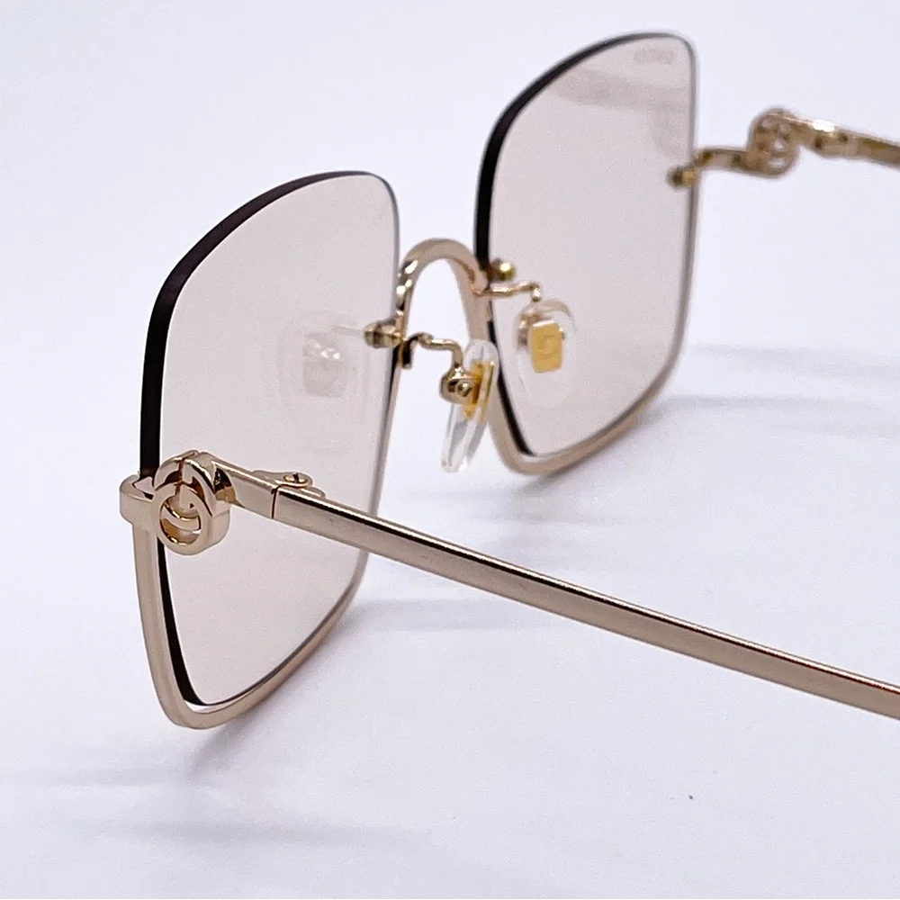 NEW GUCCI GG1279S 004 NEW COLLECTION WOMEN GOLD CREAM SQUARE SUNGLASSES GUCCI